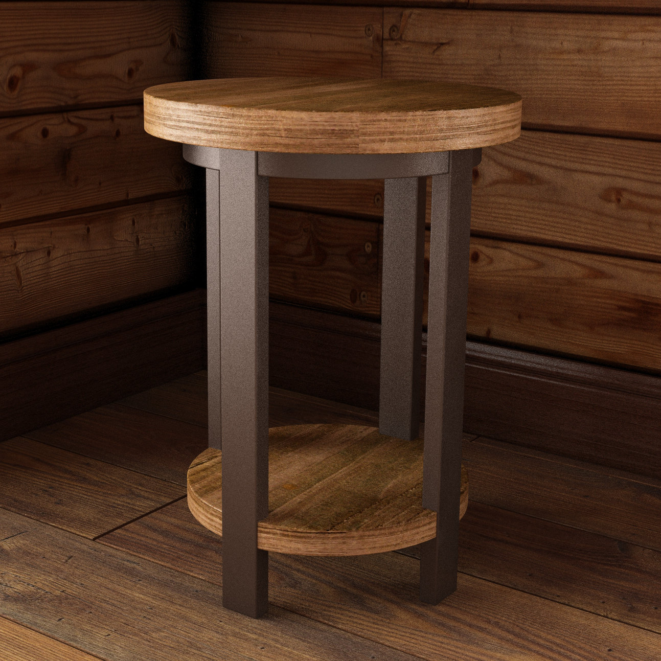 Loon Peak Somers 20" Round Reclaimed Wood/Metal End Table & Reviews